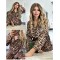 LEOPAR DESENLİ SATEN BAYAN PİJAMA TAKIMI -M BEDEN-