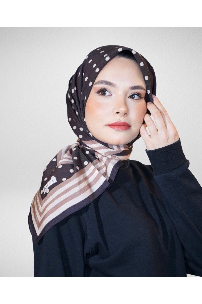 AKEL SPRİNG PUANTİYE DESENLİ EŞARP %80 VİSCON %20 POLYESTER