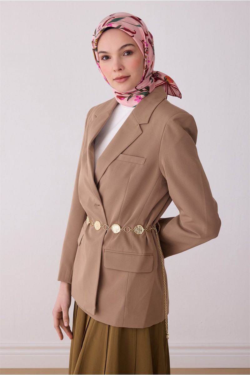 Obje Desen %100 Twill İpek Eşarp 4320-02