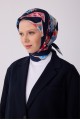 BELLİ Lacivert Obje Desen %100 Twill İpek Eşarp 4316 - 02