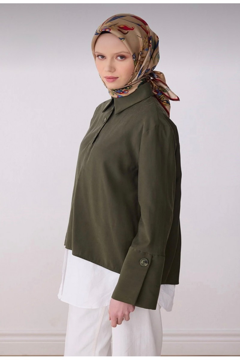 BELLİ Obje Desen %100 Twill İpek Eşarp 4320-82