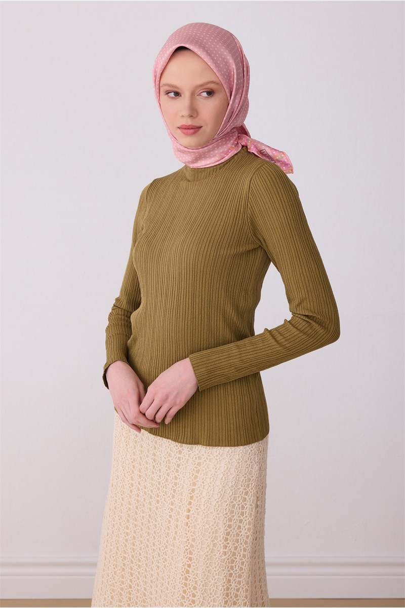 BELLİ PEMBE PUANTİYELİ TİVİL İPEK EŞARP -4326-01