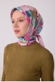 BELLİ Pembe Soyut Desen %100 Twill İpek Eşarp 4310-02