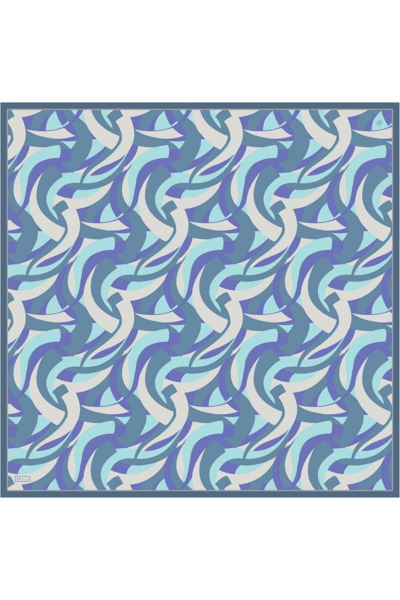 BELLİ Saks Çok Renkli Geometrik Desen %100 Twill İpek Eşarp 4327-51
