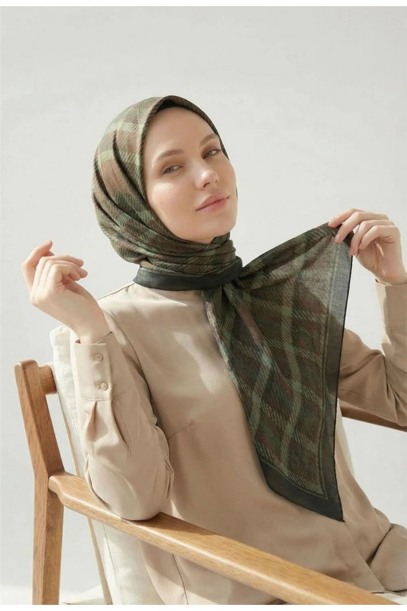 SİLK HOME Viskon Velora Eşarp Dört Mevsim Ekose Desen