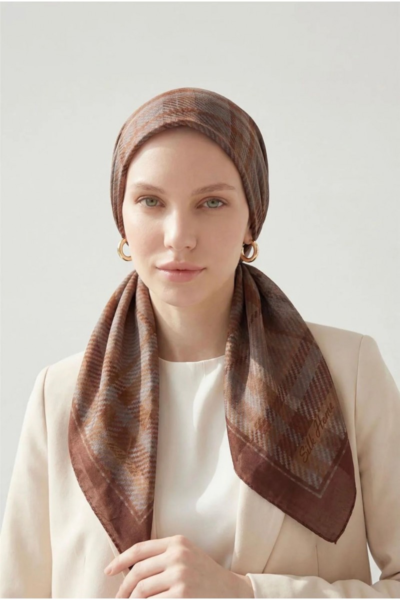 SİLK HOME Viskon Velora Eşarp Dört Mevsim Ekose Desen