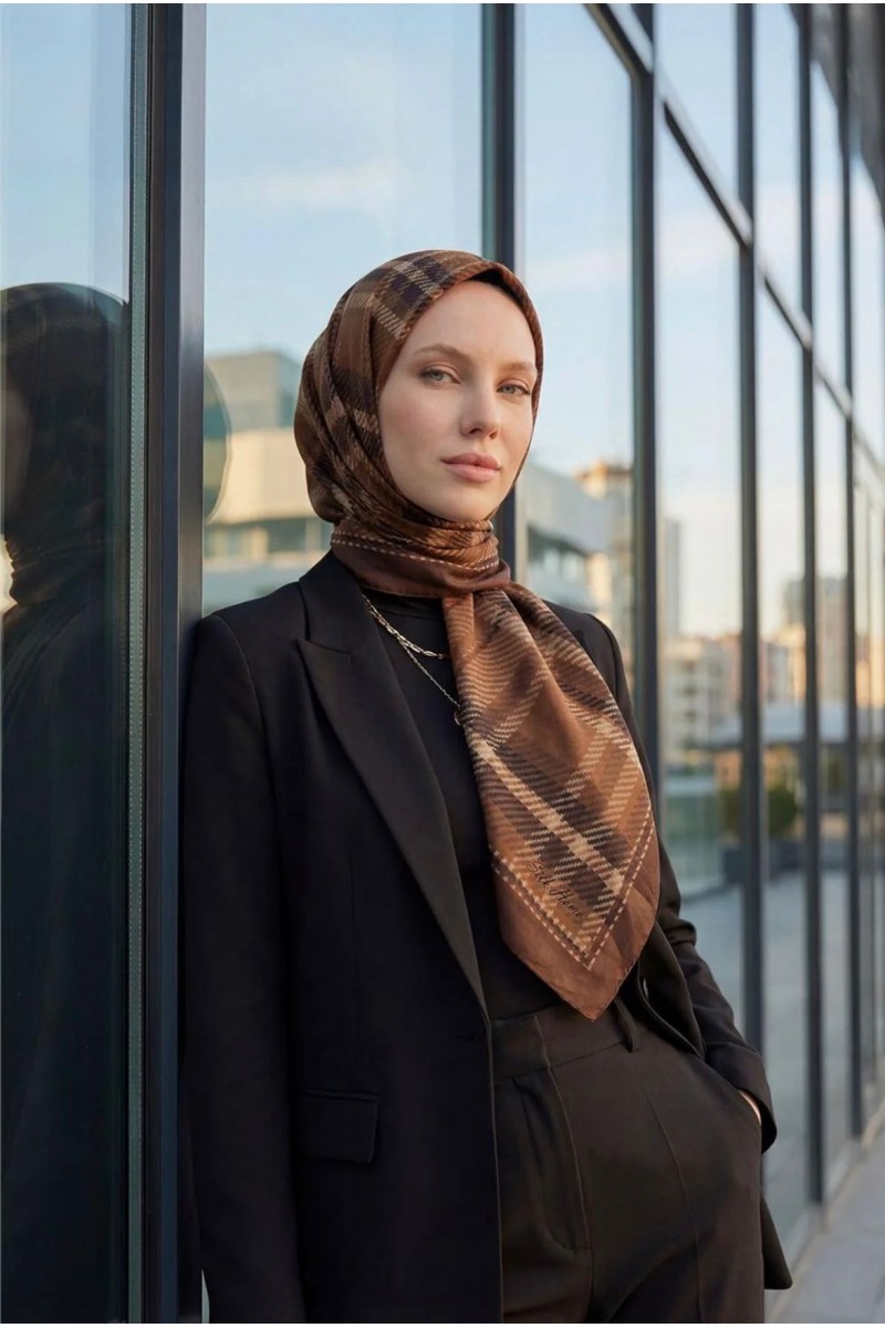 SİLK HOME Viskon Velora Eşarp Dört Mevsim Ekose Desen