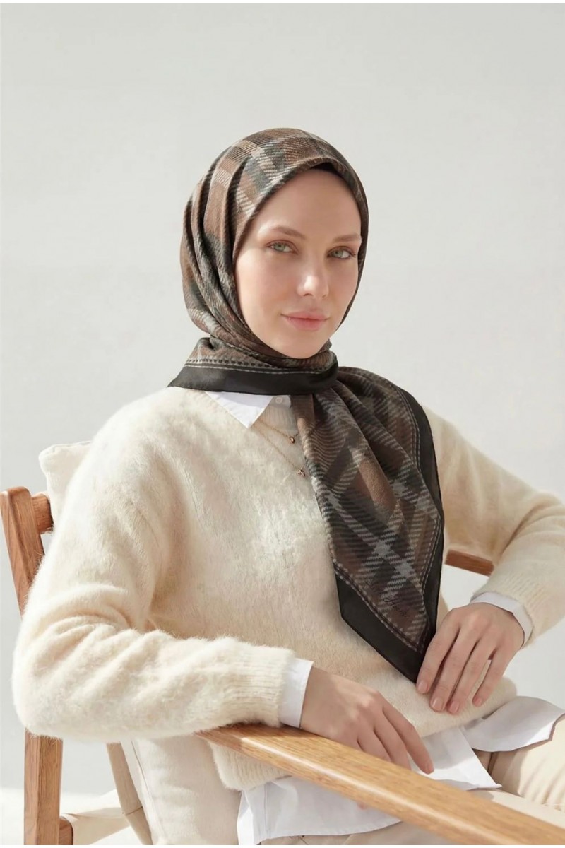 SİLK HOME Viskon Velora Eşarp Dört Mevsim Ekose Desen