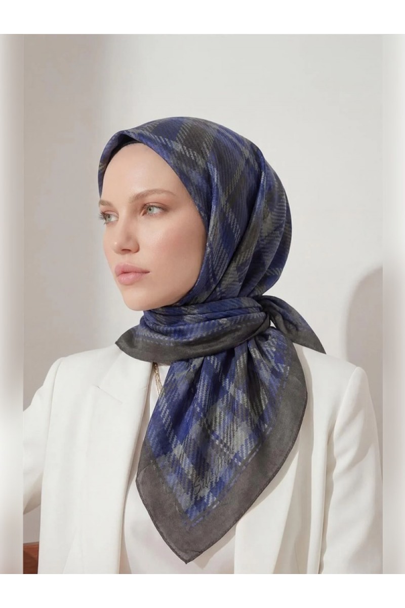 SİLK HOME Viskon Velora Eşarp Dört Mevsim Ekose Desen