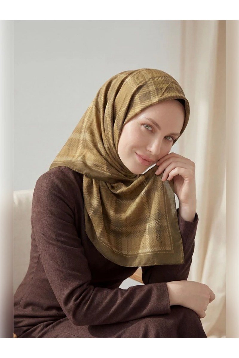 SİLK HOME Viskon Velora Eşarp Dört Mevsim Ekose Desen