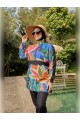  Floral Desenli Tesettür Mayo(38 BEDEN) (4 PARÇA PANTOLON-TUNİK-BÜSTİYER-BONE)