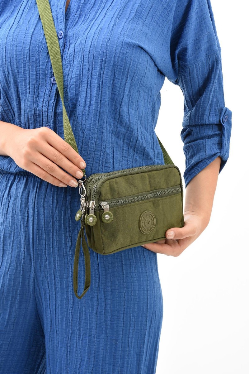 571 Collections Çanta Çapraz Askılı Üç Bölmeli Cüzdan Telefonluk Yeşil (15E-YEŞİL)