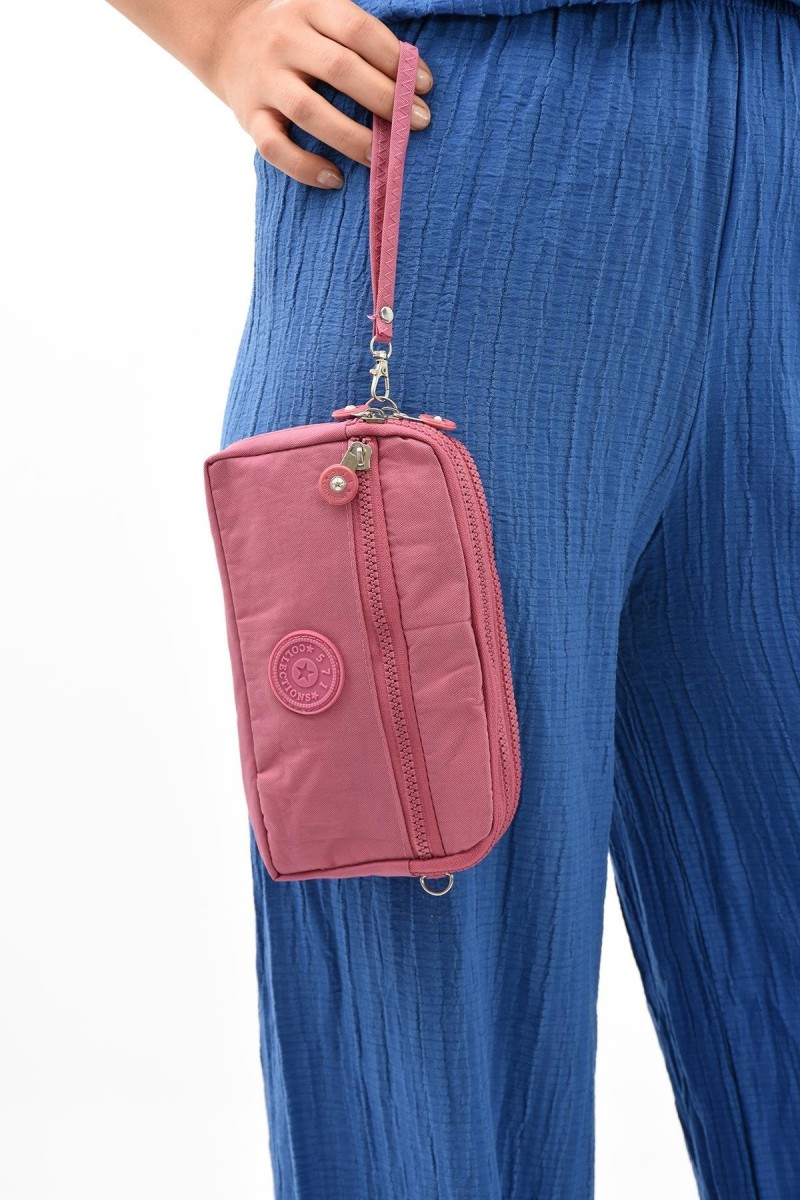 571 Collections Çanta Çapraz Askılı Üç Bölmeli Cüzdan Telefonluk Pembe (15E-PEMBE)