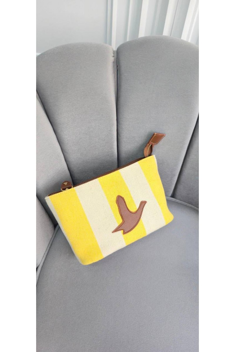 Kadın Kanvas Clutch Çanta Çizgili El Portföy Çanta Bilek Askılı