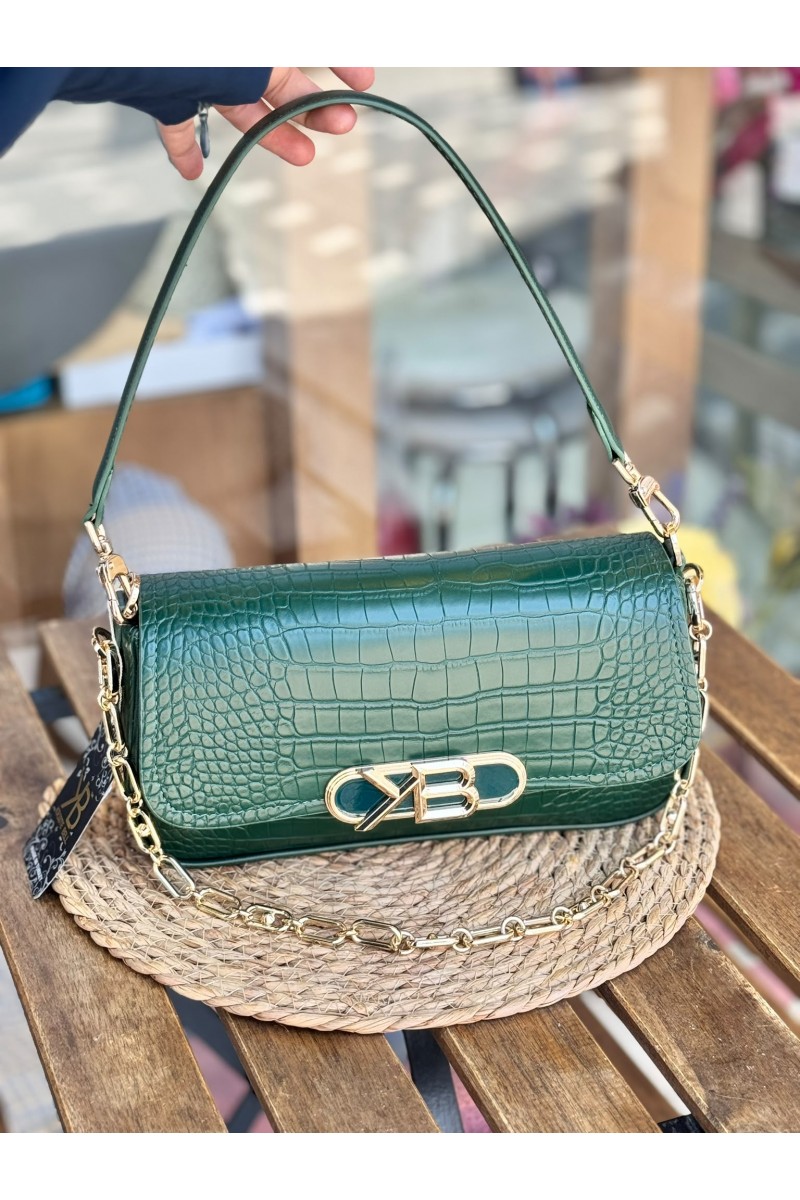 KRISTEBELL 7217 KROKO DESEN ZÜMRÜT YEŞİLİ İTHAL ÇANTA