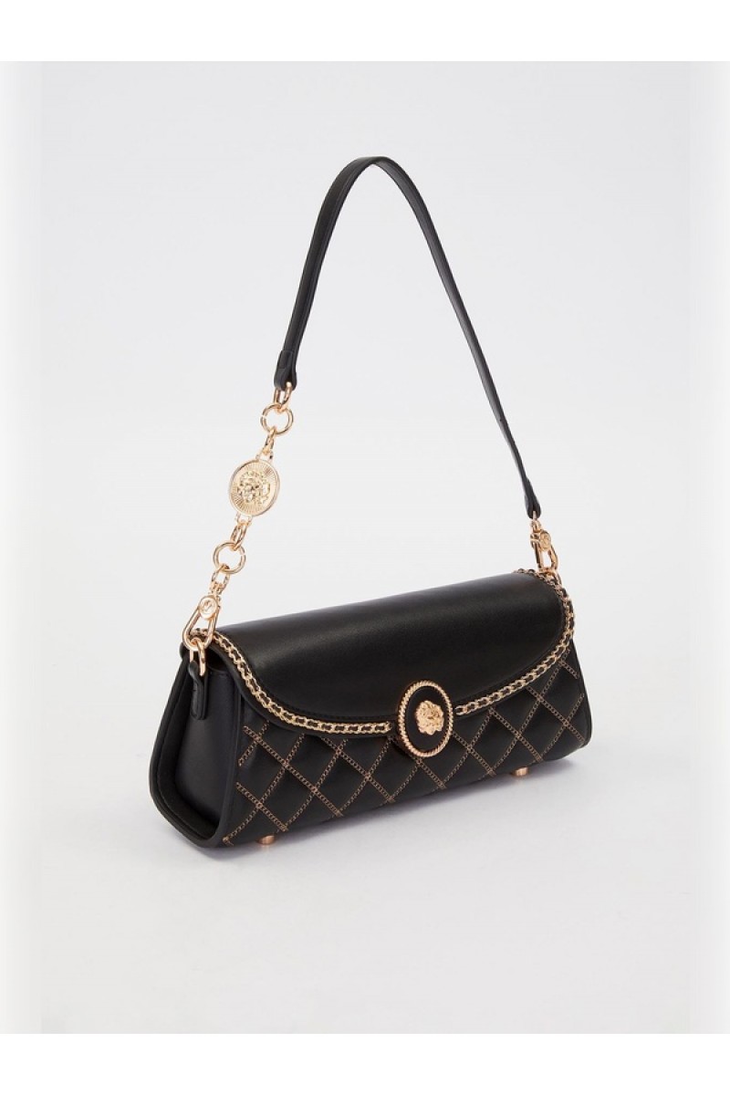 Siyah Zincir Askı Detay Omuz Çantası