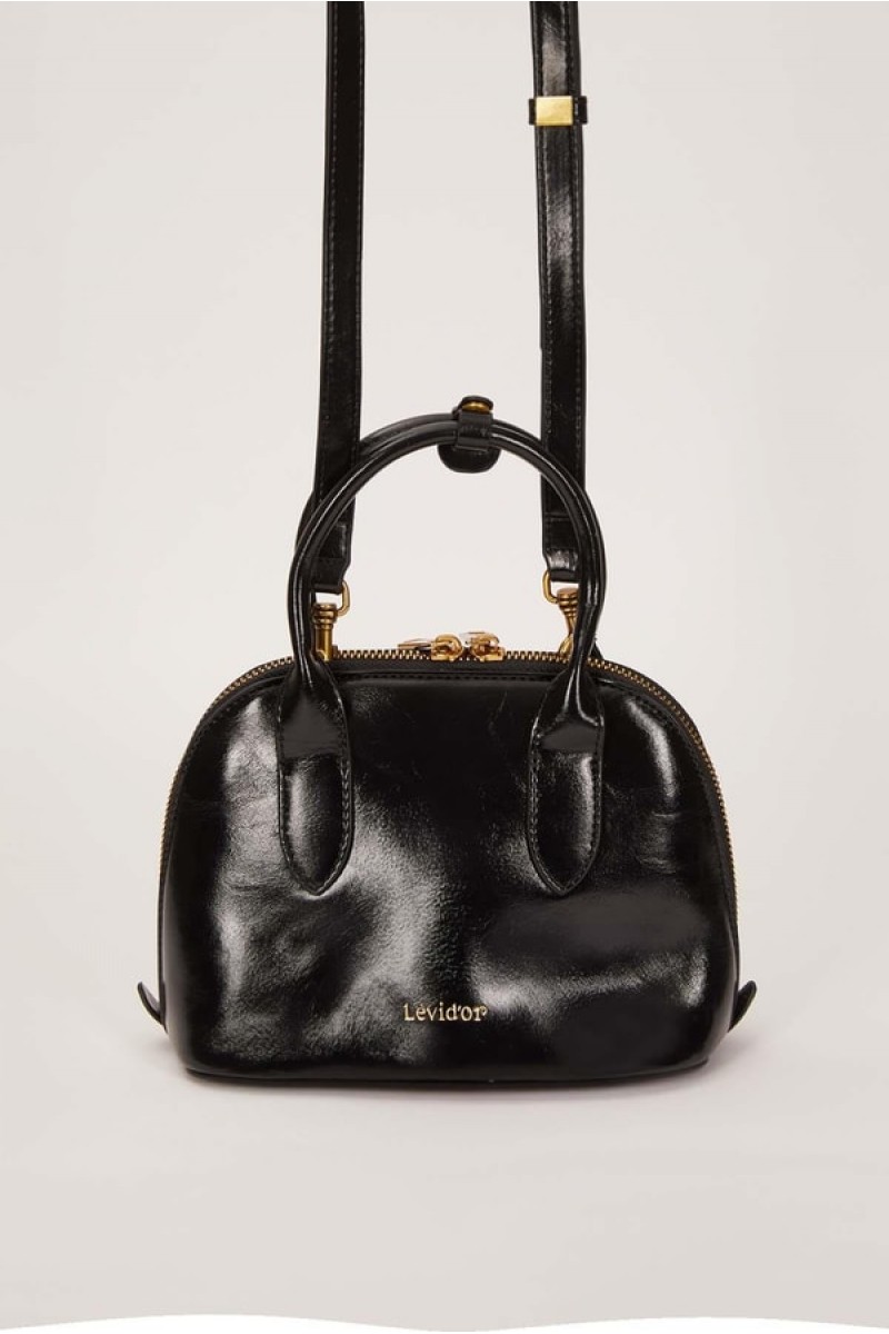 Siyah Gold Metal Halkalı El Çantası