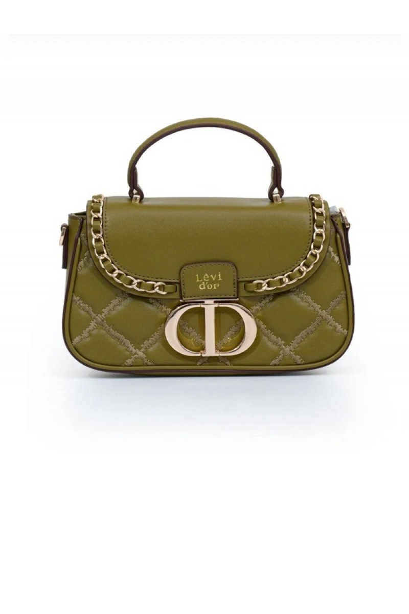 Kapitone Nakış ve Zincir Örgü Detaylı Uzun Askılı Orta Boy Kadın El ve Omuz Çantası