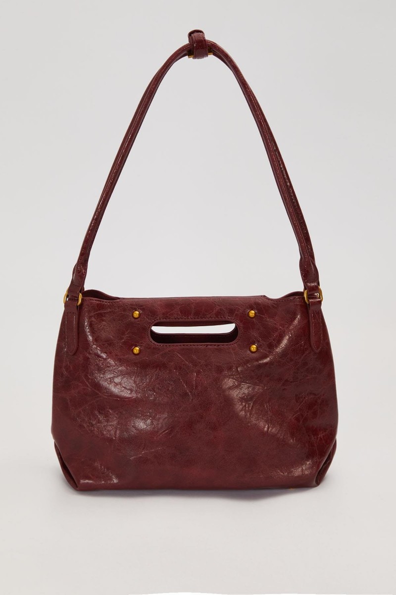 Bordo Zarf Charm Detaylı Omuz Çantası