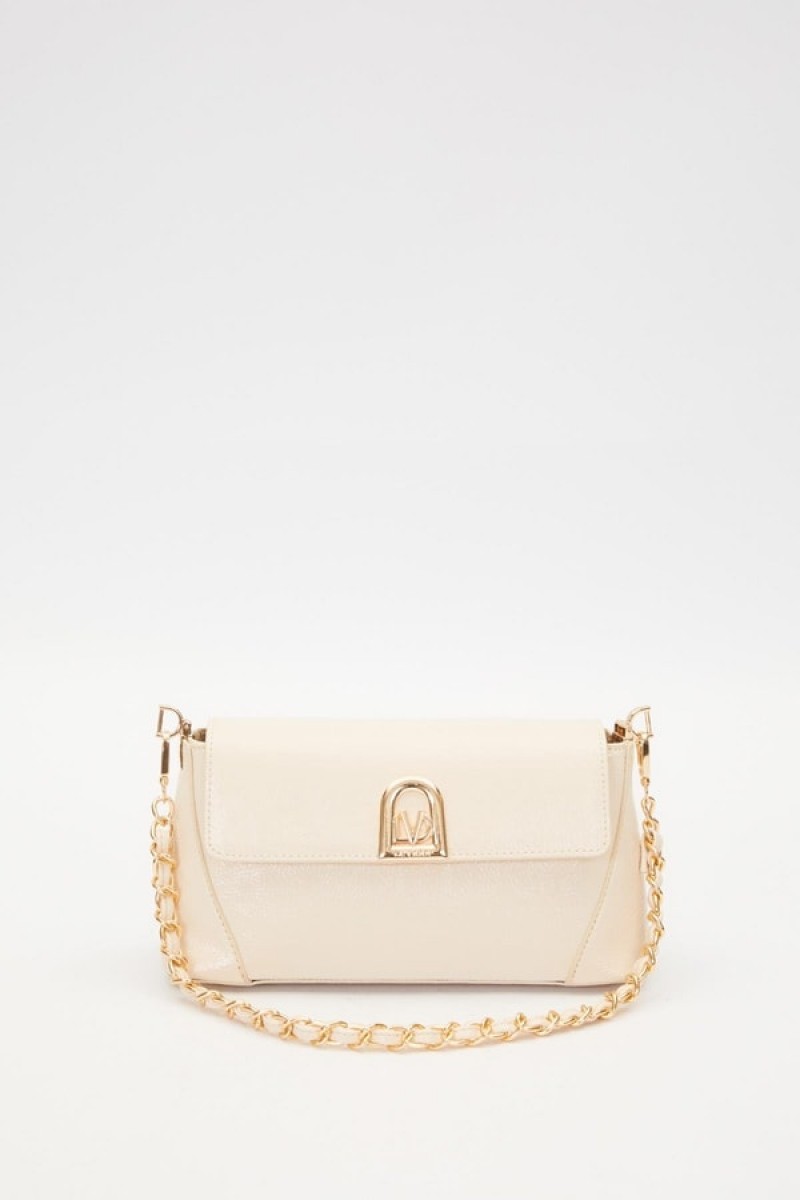 KREM RUGAN Logo Detay Omuz Çantası