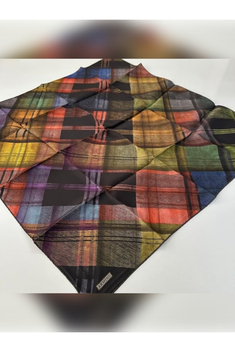 Armine Geometrik Desenli Saf İpek Sura Eşarp 9424D 80 Armine Geometrik Desenli Saf İpek Sura Eşarp 9424D 80