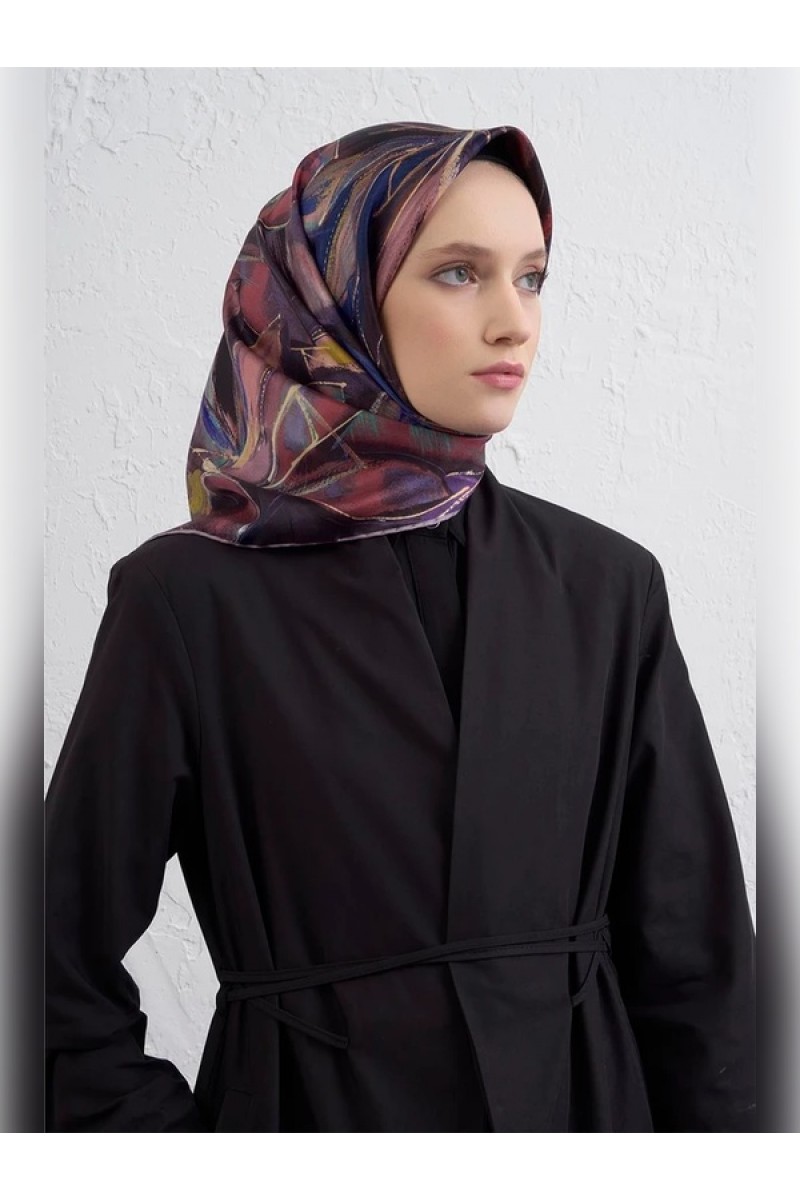 Armine Çiçek Desenli Saf İpek Sura Eşarp 9406D 34