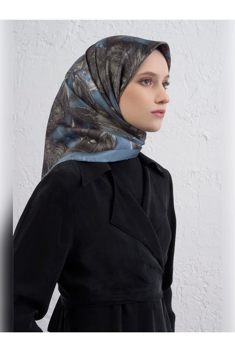 Armine Çiçek Desenli Saf İpek Twill Eşarp 9409D 37 Armine Çiçek Desenli Saf İpek Twill Eşarp 9409D 37