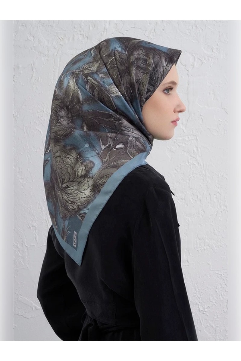 Armine Çiçek Desenli Saf İpek Twill Eşarp 9409D 37 Armine Çiçek Desenli Saf İpek Twill Eşarp 9409D 37