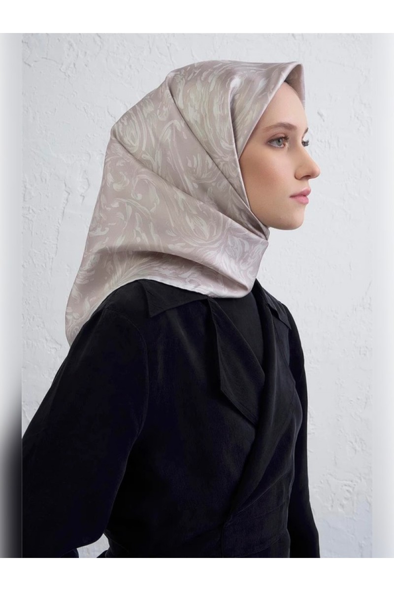Armine Soyut Desenli Saf İpek Twill Eşarp 9431D 85