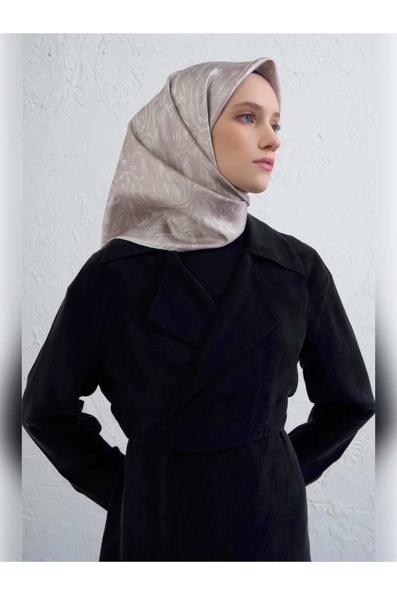 Armine Soyut Desenli Saf İpek Twill Eşarp 9431D 85