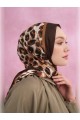 ARMANDA Multi Leopar Desenli İthal Vual Şal - Kahve