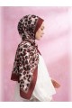 ARMANDA Multi Leopar Desenli İthal Vual Şal - Bordo