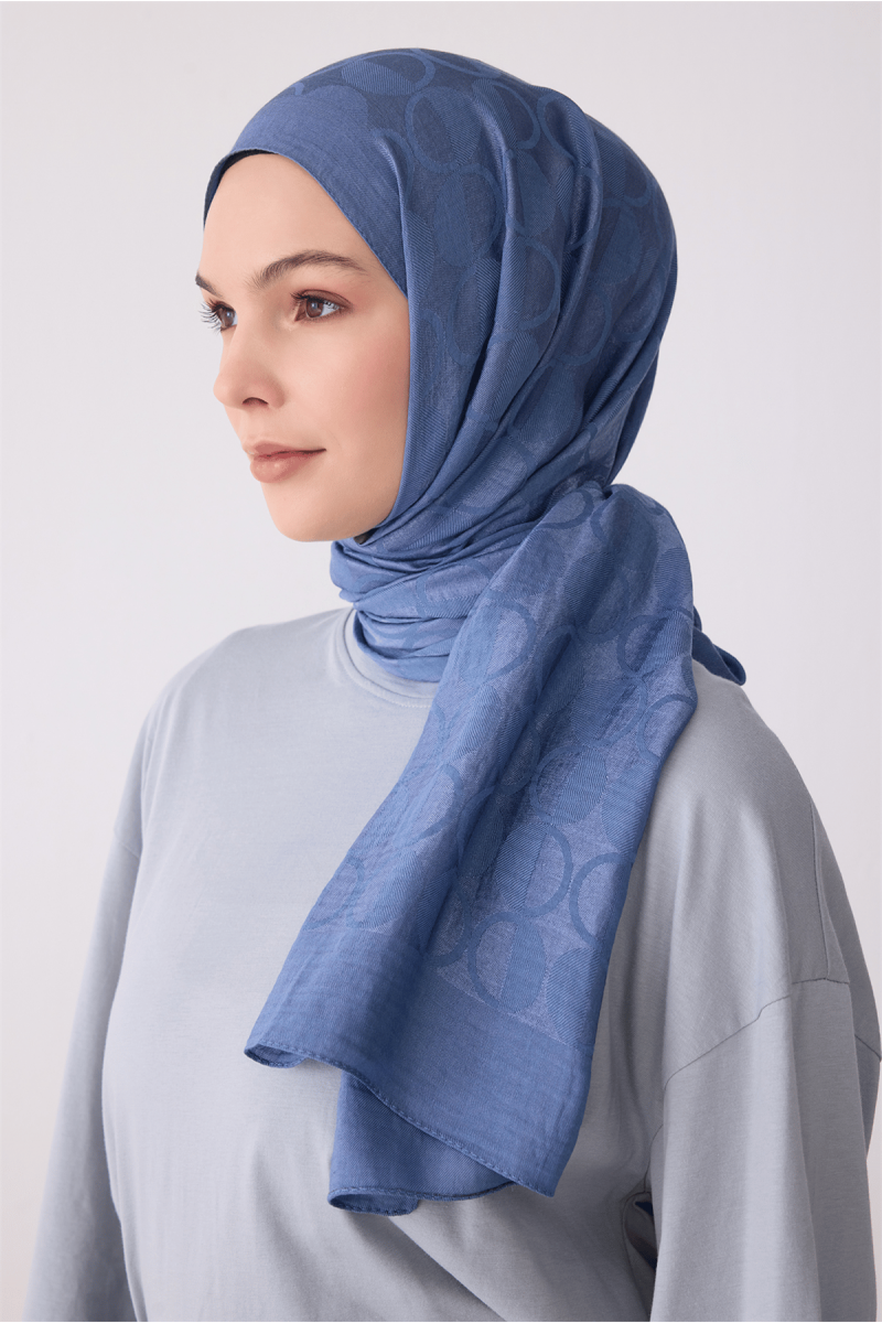 BELLİ Geometrik Desen Ivory Şal %55 NAİA %45 PAMUK
