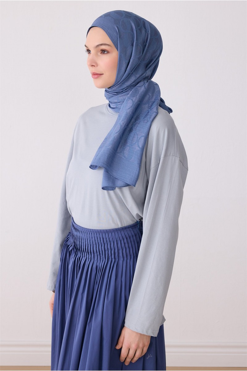 BELLİ Geometrik Desen Ivory Şal %55 NAİA %45 PAMUK