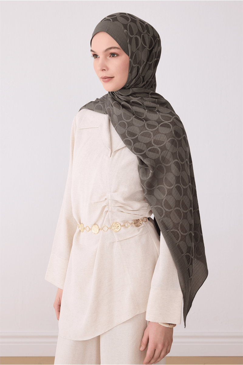 Belli Geometrik Desen Ivory Şal