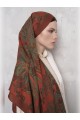 ED SCARF Floş Viskon Şal Flare Desen - Turuncu