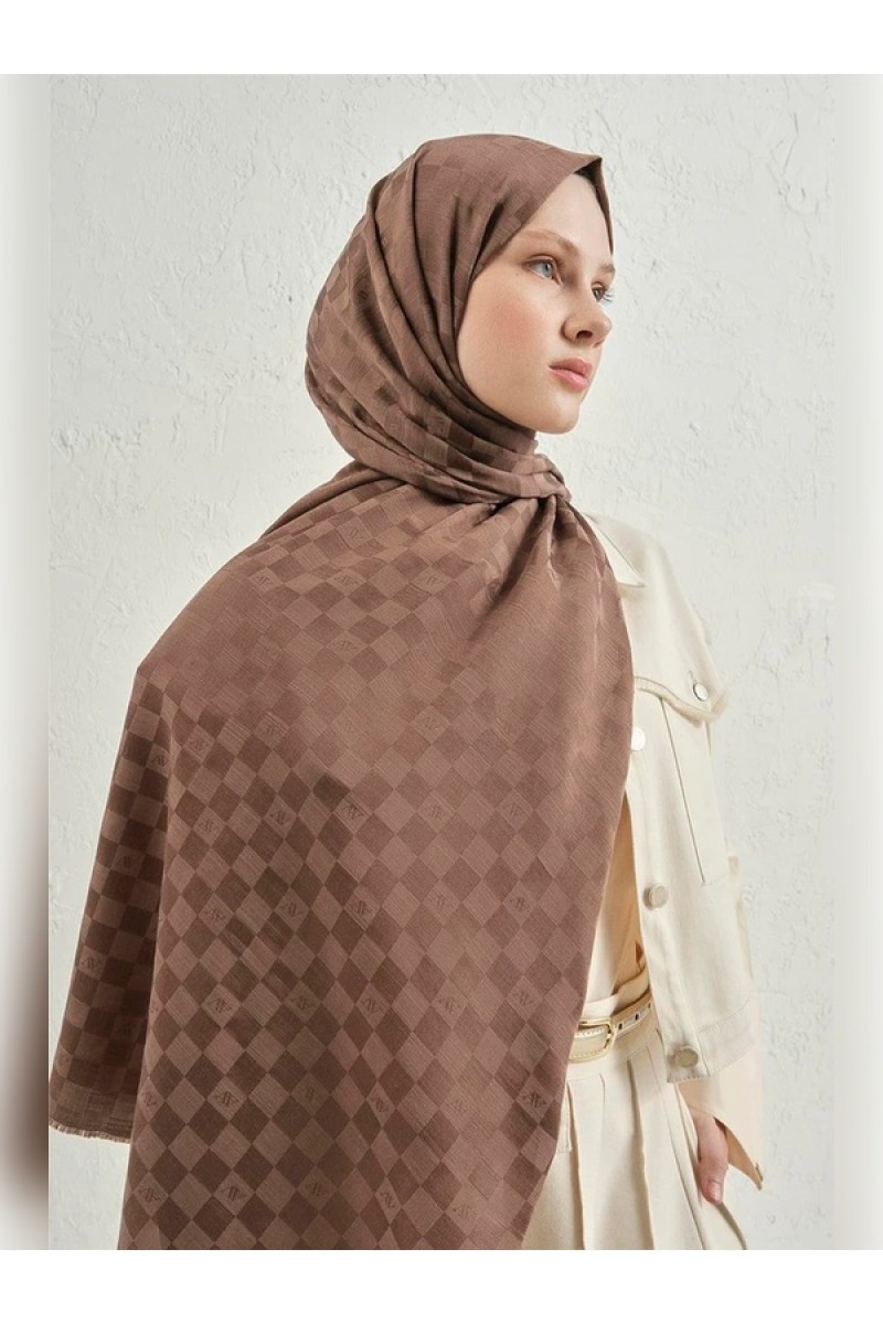 Armine Elegance J.İpek Pamuk Dama Şal - 75 x 195 - 11 Armine Elegance J.İpek Pamuk Dama Şal - 75 x 195 - 11