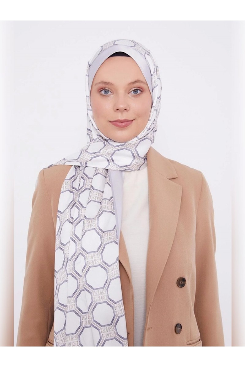 Gümüş Altıgen Desen Angel Şal