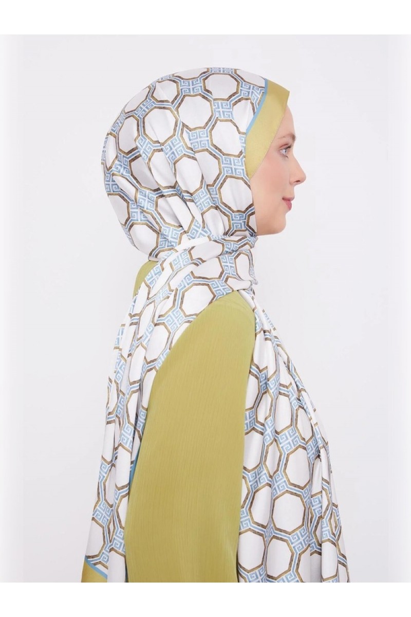 Yağ Yeşili Altıgen Desen Angel Şal Yağ Yeşili Altıgen Desen Angel Şal